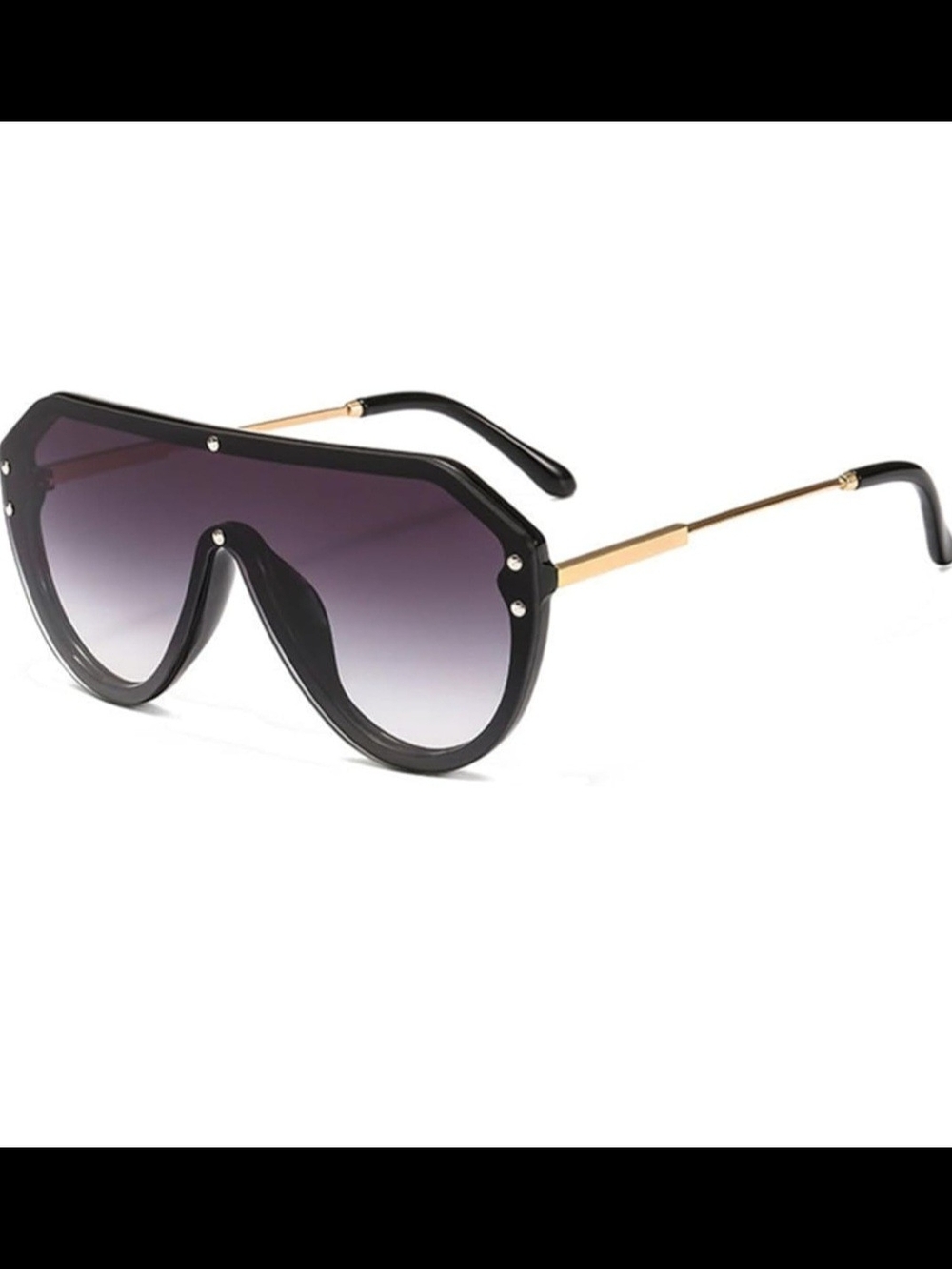 SHEIN Black Shield Sunglasses with Gradient Purple Lenses